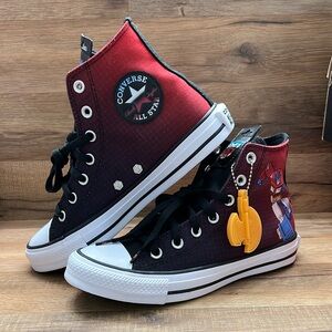 Converse Red and Black High-Top Sneakers Classic Canvas Design